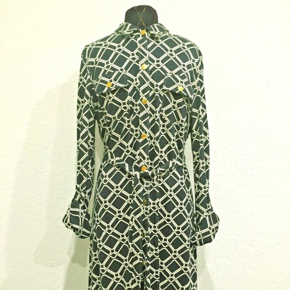 Elizabeth McKay Blue and Cream Dress